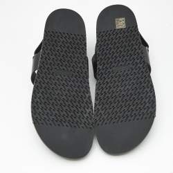 Pre Owned Hermes Black Leather Genius Flat Sandals Size 46