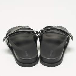 Pre Owned Hermès Black Leather Chypre Sandals Size 43