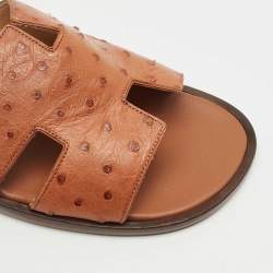Pre Owned Hermès Ostrich Leather Izmir Sandals Size 42