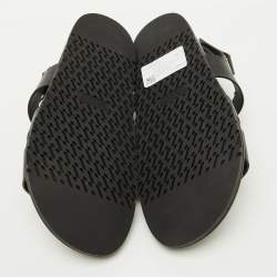 Pre Owned صندل فلات هيرميس جينيوس جلد أسود مقاس 42