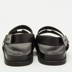 Pre Owned صندل فلات هيرميس جينيوس جلد أسود مقاس 42