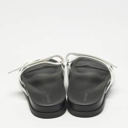 Pre Owned Hermes White Leather Chypre Slide Sandals Size 41