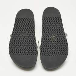 Pre Owned Hermes White Leather Chypre Slide Sandals Size 41