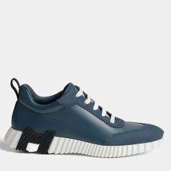 Pre Owned Hermes Bouncing Size 41 Bleu Céleste Calfskin and Suede Goatskin Sneakers