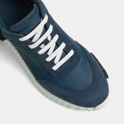 Pre Owned Hermes Bouncing Size 41 Bleu Céleste Calfskin and Suede Goatskin Sneakers