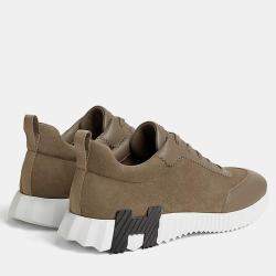 Pre Owned Hermes Bouncing Size 43 Etoupe Goatskin Sneakers