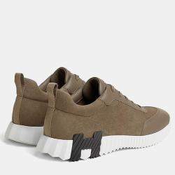 Pre Owned Hermes Bouncing Size 44 Etoupe Goatskin Sneakers