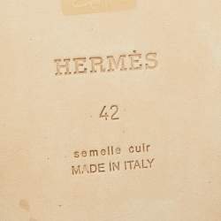 Pre Owned Hermes Brown Leather Izmir Flat Slides Size 42