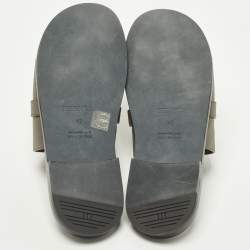 Pre Owned صندل جاكسون جلد مقلوب وجلدي لون أخضر داكن/أسود هيرمس مقاس 46