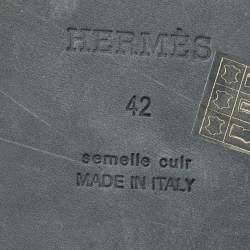 Pre Owned صندل جاكسون جلد مقلوب وجلدي لون أخضر داكن/أسود هيرمس مقاس 46