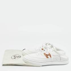 Pre Owned Hermes Keep Size 43 White Leather Mules Sneakers 