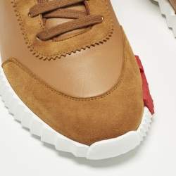 Pre Owned Hermes Bouncing Size 42 Brown Leather and Suede Low Top Sneakers