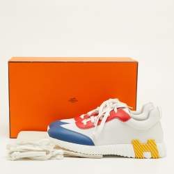 Pre Owned Hermes Bouncing Size 42 Multicolor Canvas and Leather Sneakers