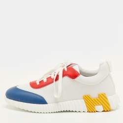 مملوكة مسبقًا حذاء رياضي هيرمس بونسنج قماش وجلد متعدد الألوان مقاس 42