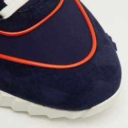 Pre Owned حذاء رياضي هيرمس بونسنج شبكي وزبدي أزرق مقاس 42