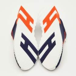 Pre Owned حذاء رياضي هيرمس بونسنج شبكي وزبدي أزرق مقاس 42