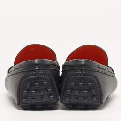 Pre Owned Hermès Size 40 Black Leather Logo Slip On Loafers