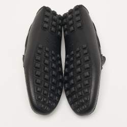 Pre Owned Hermès Size 40 Black Leather Logo Slip On Loafers