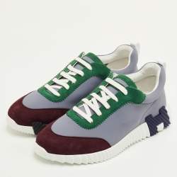 Pre Owned Hermès Bouncing Size 42 Multicolor Neoprene and Suede Low Top Sneakers
