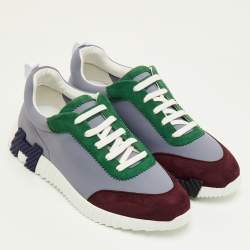 Pre Owned Hermès Bouncing Size 42 Multicolor Neoprene and Suede Low Top Sneakers