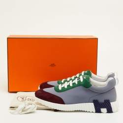 Pre Owned Hermès Bouncing Size 42 Multicolor Neoprene and Suede Low Top Sneakers