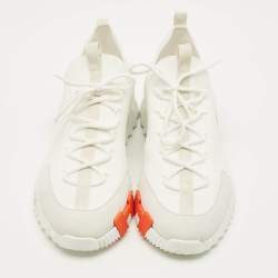 Pre Owned Hermes Lift Size 45 White Fabric and Suede Slip On Sneakers