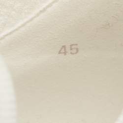 Pre Owned Hermes Lift Size 45 White Fabric and Suede Slip On Sneakers