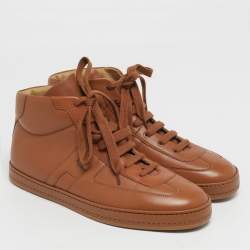 مملوكة مسبقًا Hermes Daydream Size 41.5 Brown Leather High Top Sneakers