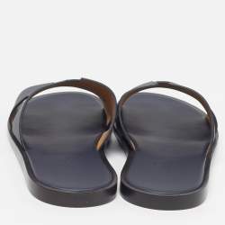 مملوكة مسبقًا Hermès Izmir Size 43.5 Navy Blue Leather Flat Slides