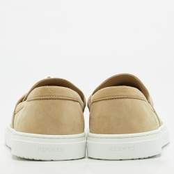 Pre Owned Hermes Game Size 42 Beige Suede Slip On Sneakers