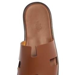 Hermes Brown Leather Izmir Sandals Size 41