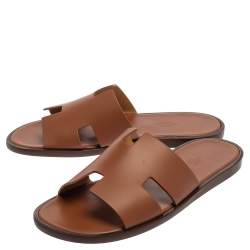 Hermes Brown Leather Izmir Sandals Size 41