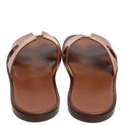 Hermes Brown Leather Izmir Sandals Size 41