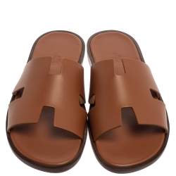 Hermes Brown Leather Izmir Sandals Size 41