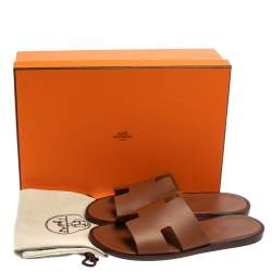 Hermes Brown Leather Izmir Sandals Size 41