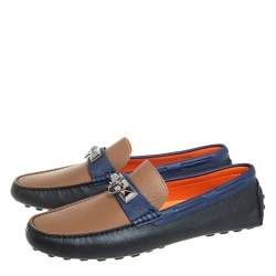 Pre Owned Hermes Tricolor Leather Irving Loafers Size 42