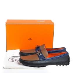 Pre Owned Hermes Tricolor Leather Irving Loafers Size 42