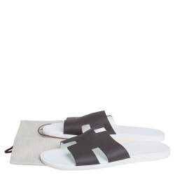 Pre Owned Hermes Brown Leather Izmir Sandals Size 45