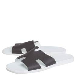 Pre Owned Hermes Brown Leather Izmir Sandals Size 45