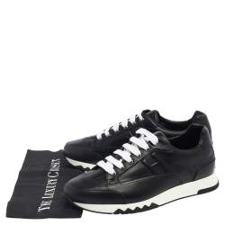 Pre Owned Hermes Black Leather Addict Low Top Sneakers Size 41.5