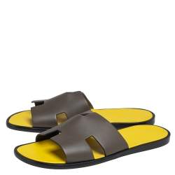 Hermes Vert Olive Leather Izmir Sandals Size 44