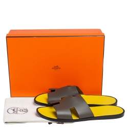 Hermes Vert Olive Leather Izmir Sandals Size 44