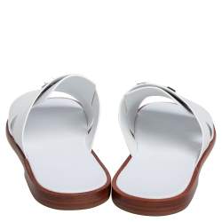 Hermes White Leather Arles Mules Size 43