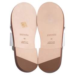 Hermes White Leather Arles Mules Size 43