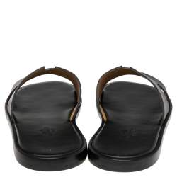 Pre Owned Hermes Black Leather Izmir Flat Sandals 40