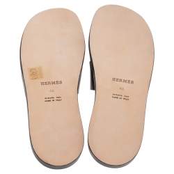 Hermes Black Leather Izmir Slide Sandal Size 46