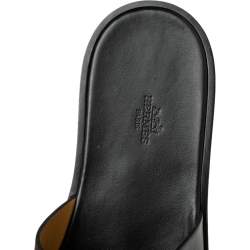 Hermes Black Leather Izmir Slide Sandal Size 46