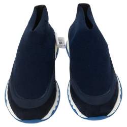 Pre Owned Hermés Navy Blue Knit Fabric Tokyo Slip-On Sneakers Size 44