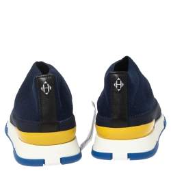 Pre Owned Hermés Navy Blue Knit Fabric Tokyo Slip-On Sneakers Size 44