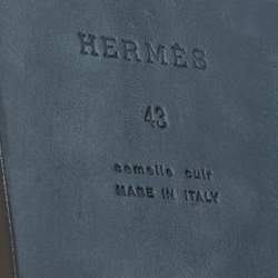 Hermes Green Leather Izmir Flat Slides Size 43